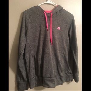 Grey and Pink Adidas Ultimate Hoodie